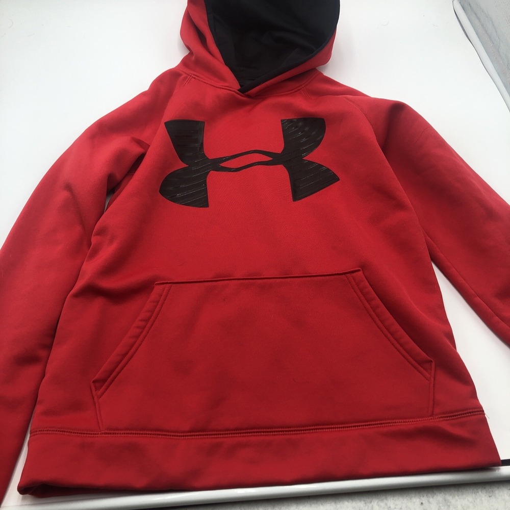 Under Armour Hoodie Pullover Storm 1 Red Youth Large Pocket Used Back To School